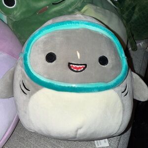Squishmallow Shark Gordon With Scuba Diving Mask Goggles 8”